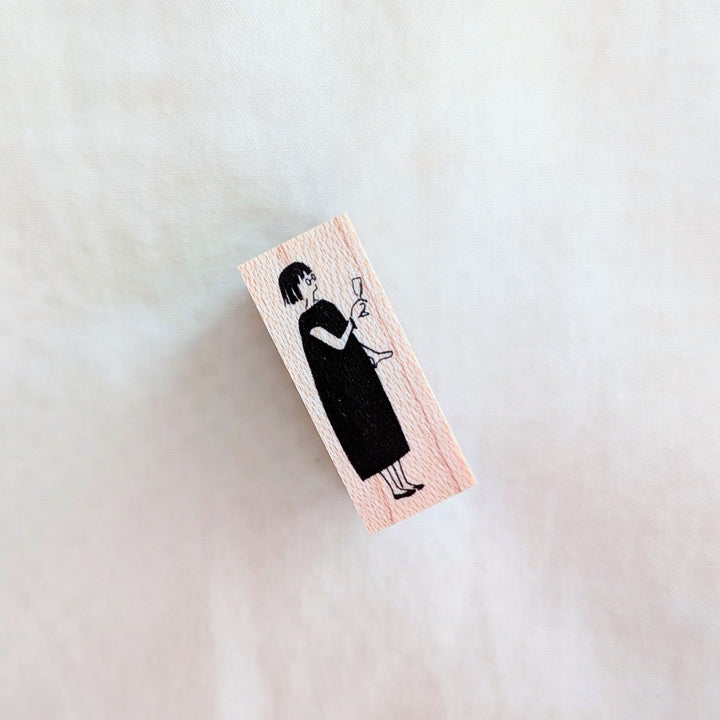 MA7stamp / Rubber Stamp -Fumiko raising a toast