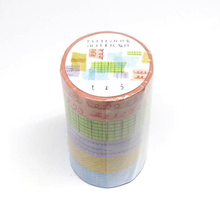 Miki Tamura / 5-Color Torn Washi Tape Art Set -Pattern