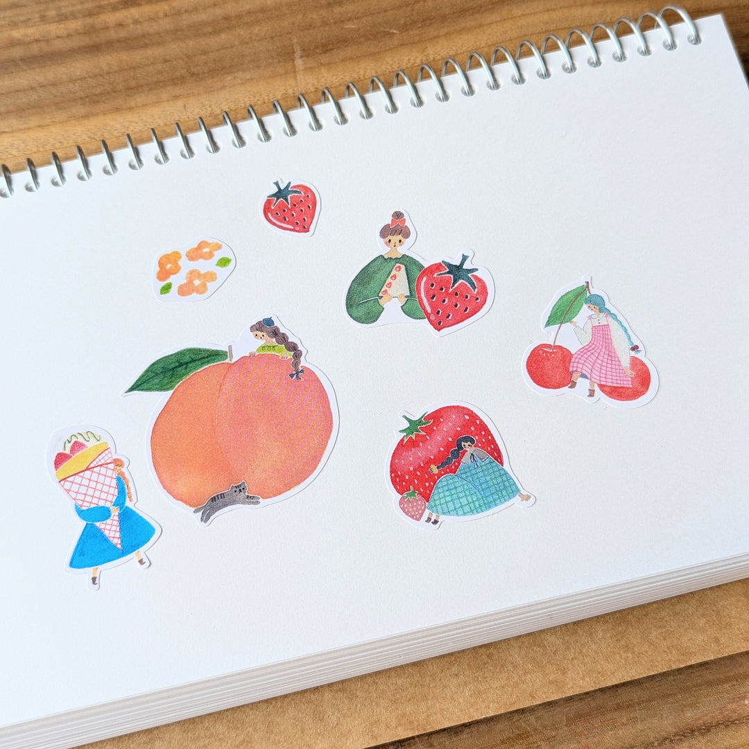 Cotori Cotori / Dicut Sticker -Peaches, strawberries, and girls