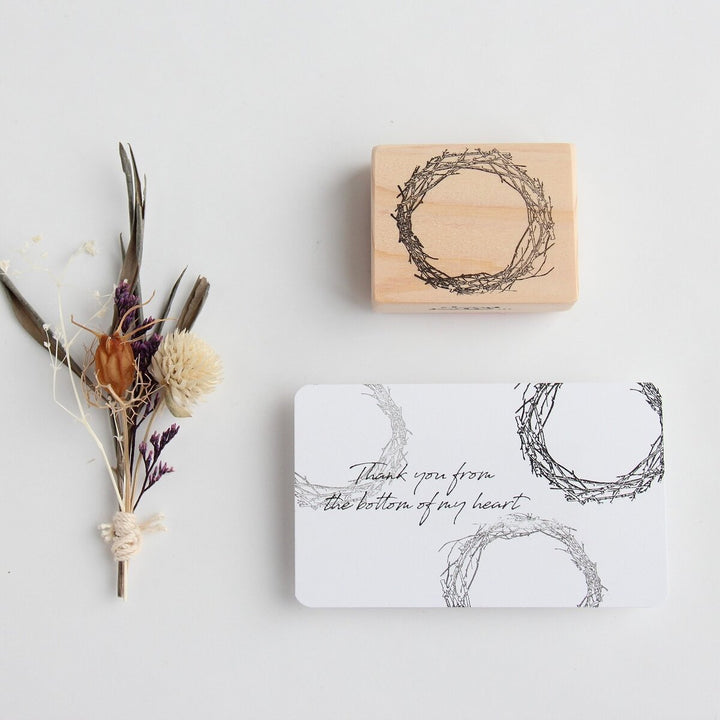 Rubber stamp -Wreath of tree branches