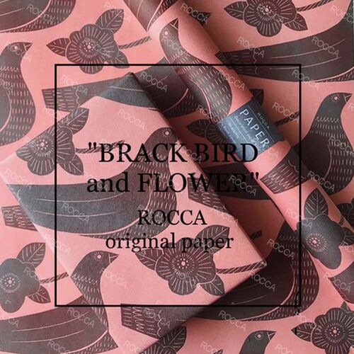 Wrapping paper -[ROCCA]BLACK BIRD and FLOWER