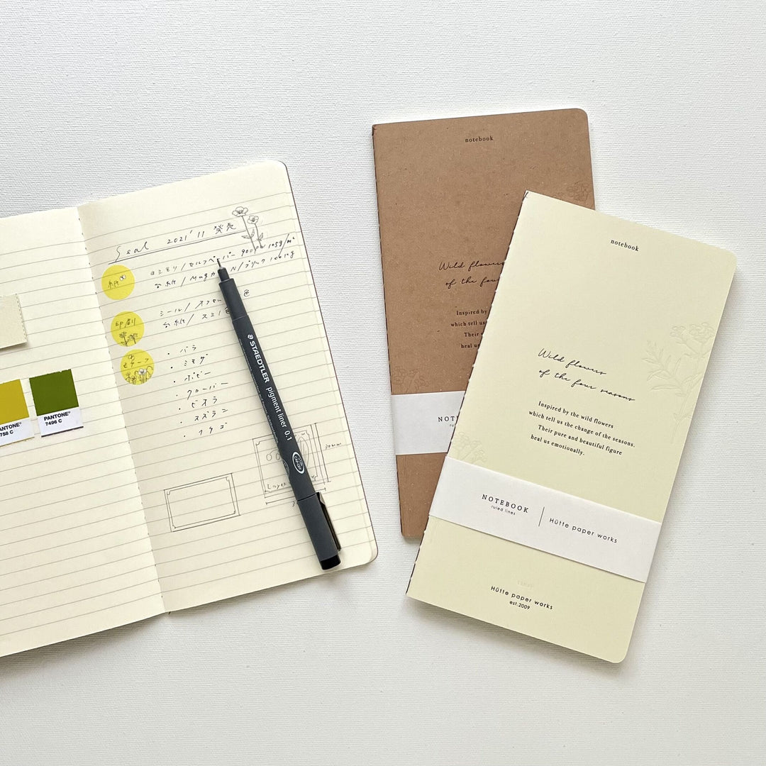 Letterpress Notebook -White (7mm ruled)