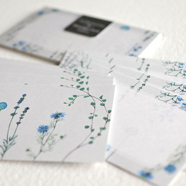メッセージカード(青い花たち)