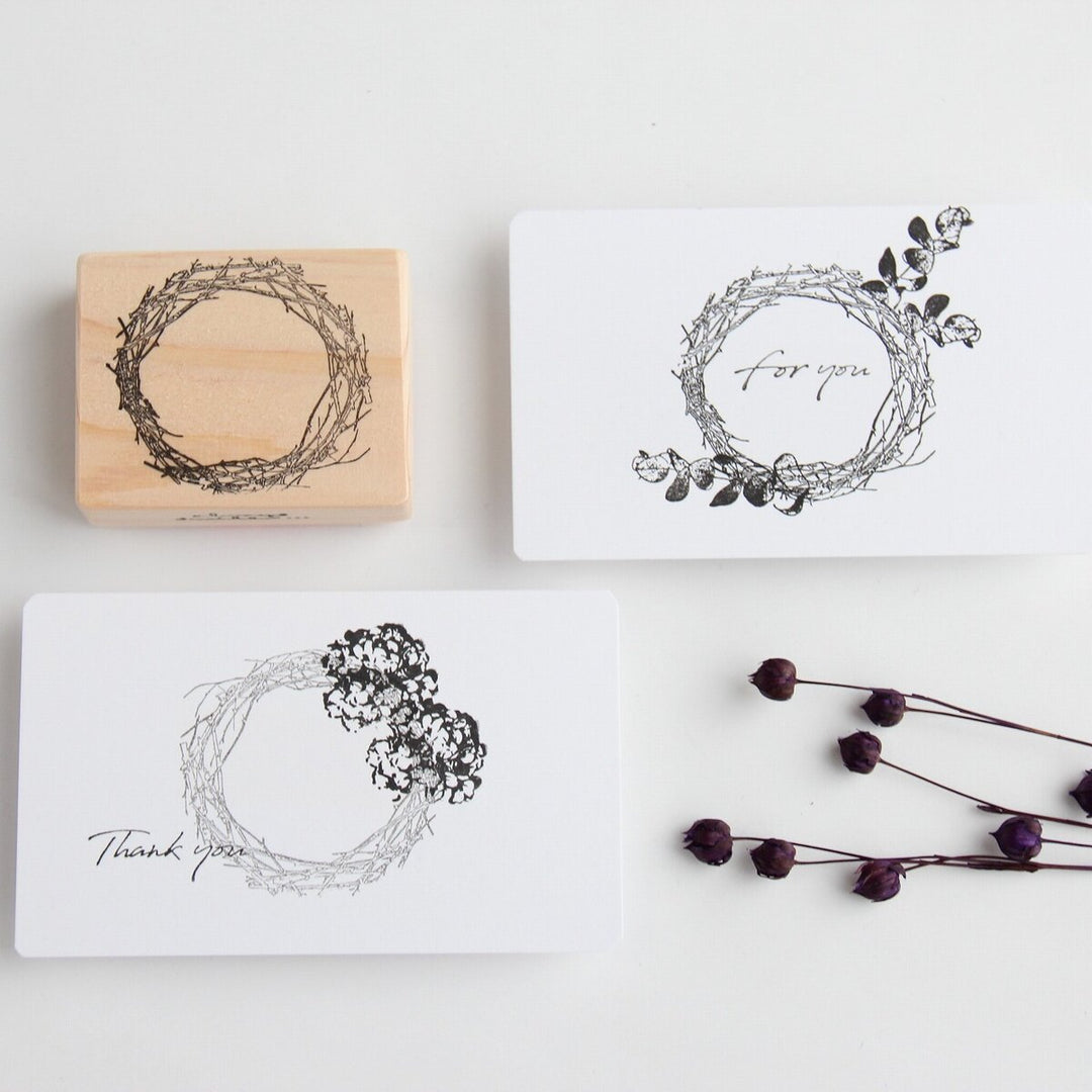 Rubber stamp -Tree branch wreath