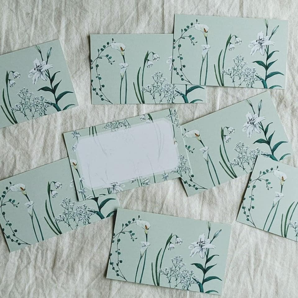 Message Cards -White Flowers