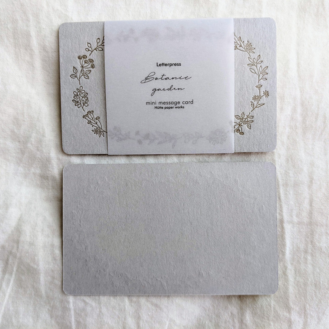 Letterpress Mini Message Cards -wreath gray
