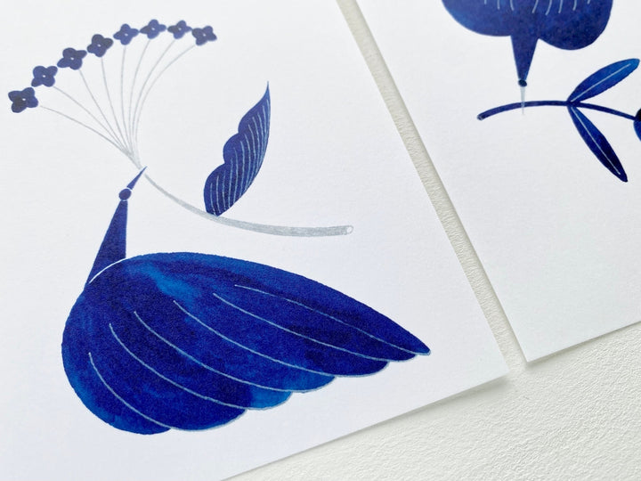Letter Set -bird and flower in blue to_pa10