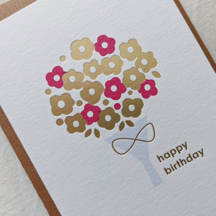 Birthday Card -bouquet(gold&pink)