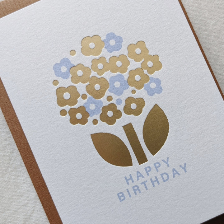 Birthday Card -flower(gold&blule)